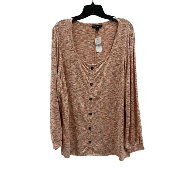 Lane Bryant 18/20 Orange Heather Stretch Knit Faux Button Front Top Plus - Picture 1 of 8